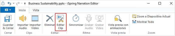 Editando un Clip en iSpring Suite