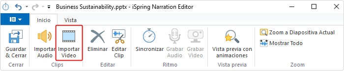 Agregando un video en iSpring Suite