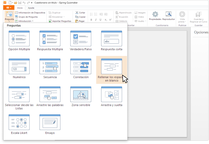 Tipos de preguntas en iSpring QuizMaker