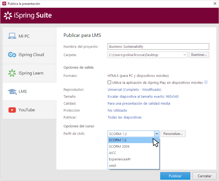 Publicando un curso de eLearning para un LMS