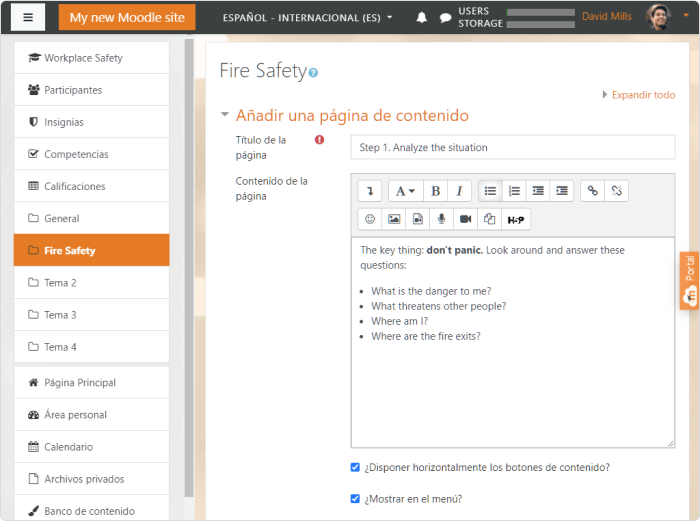 Añadir una página de contenido Crea una página de contenido