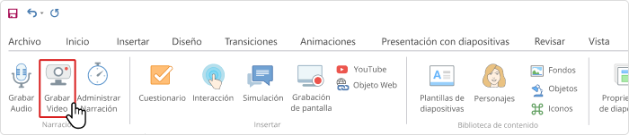 Donde encontrar el ícono de Grabar Video