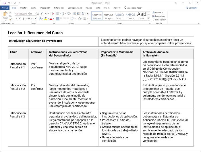 Ejemplo de guión gráfico textual