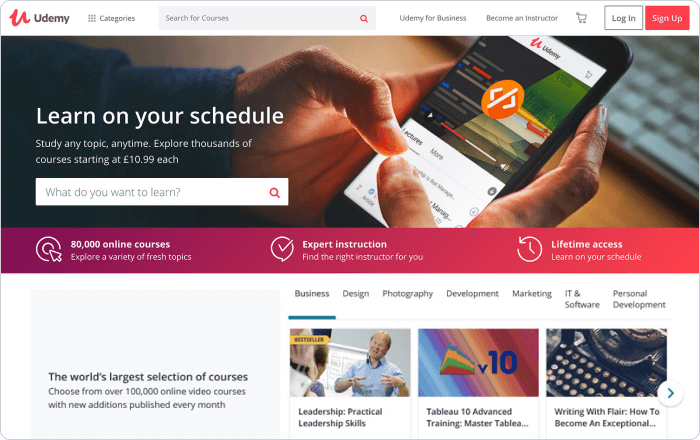 Plataforma de venta de cursos de Udemy