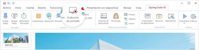 iSpring Suite Grabar un screencast en iSpring Suite