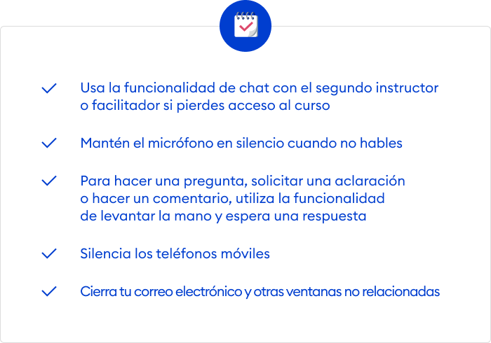 Un ejemplo de orientación para una clase virtual para los asistentes Un ejemplo de orientación para una clase virtual