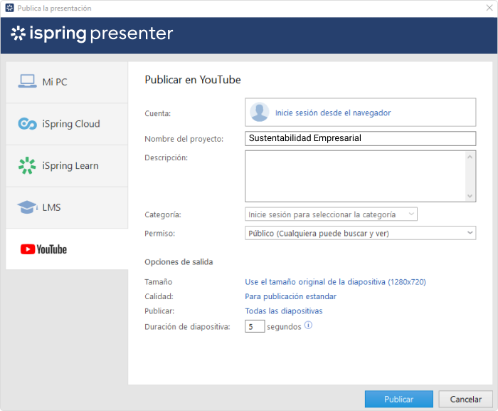 Publicando PowerPoint a YouTube Publicando PowerPoint a YouTube