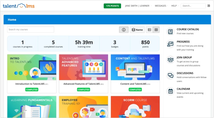 Interfaz de TalentLMS Interfaz de TalentLMS