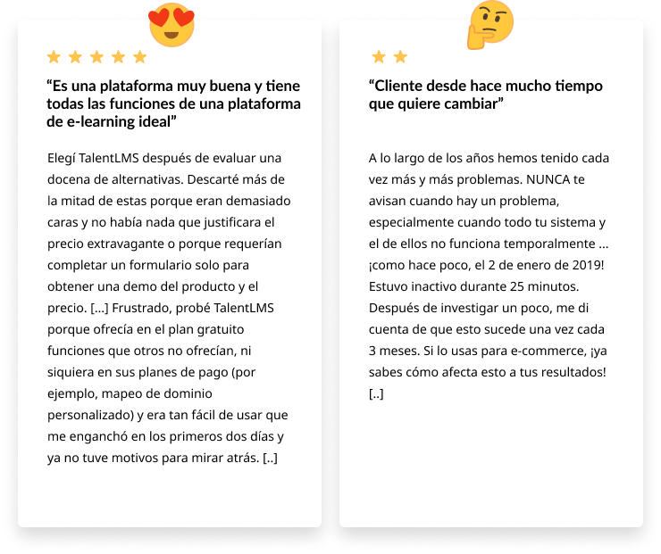 Pros y contras de TalentLMS Pros y contras de TalentLMS