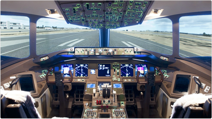 Cabina del simulador de vuelo Boeing 777-300ER