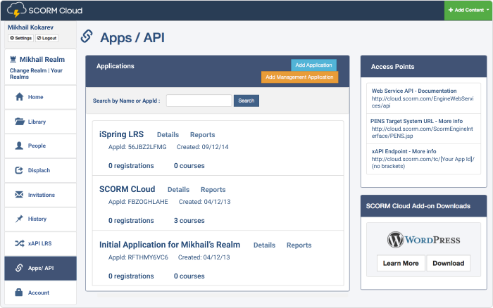 Apps SCORM Cloud