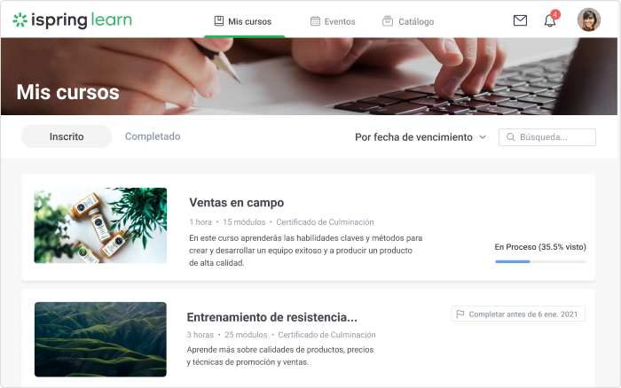 Rutas de aprendizaje personalizadas en iSpring Learn LMS