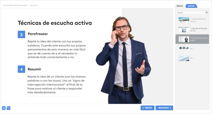 Un curso sobre llamadas telefónicas para los representantes de ventas de iSpring Un curso sobre llamadas telefónicas para los representantes de ventas de iSpring