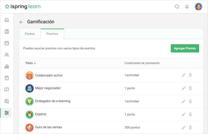 Gamificación en iSpring Learn