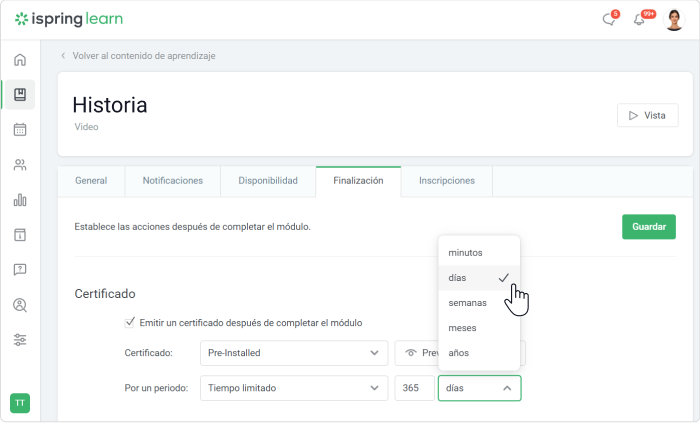 iSpring Learn Automatización en iSpring Learn