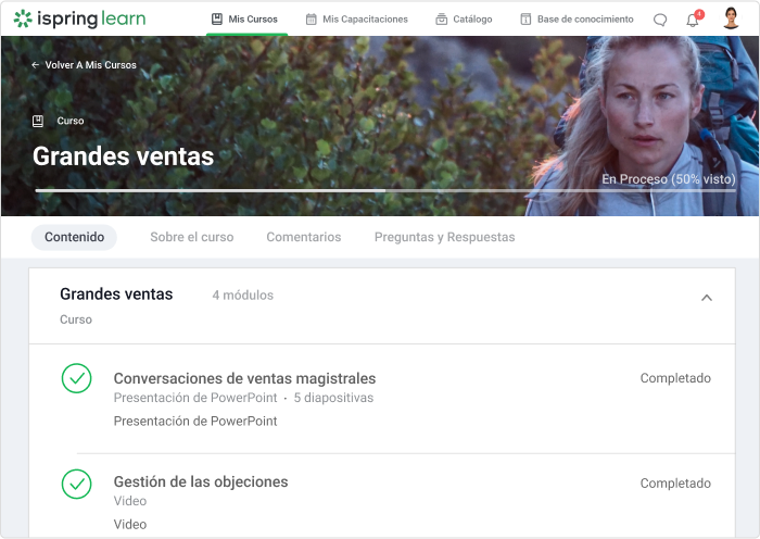 Capacitación en ventas en iSpring Learn Cursos específicos para el trabajo