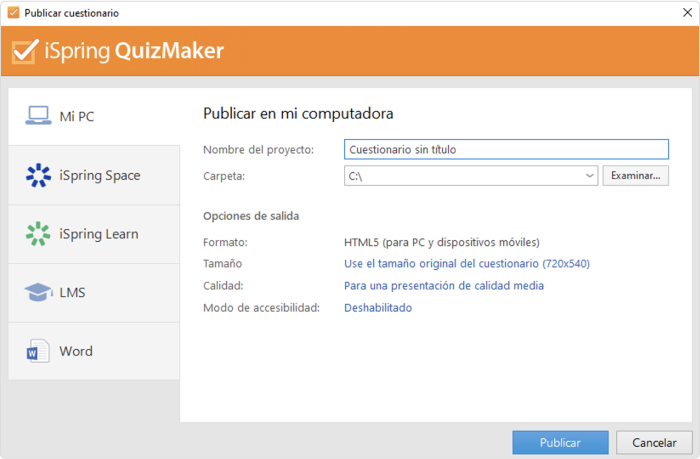 Ejemplo de iSpring QuizMaker