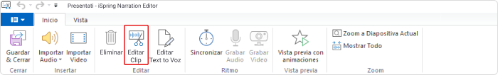 Editando un clip en iSpring Suite