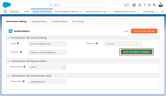 Verify and Register Integration