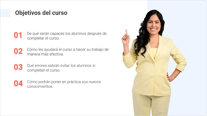 Objetivos del curso Plantilla de objetivos del curso