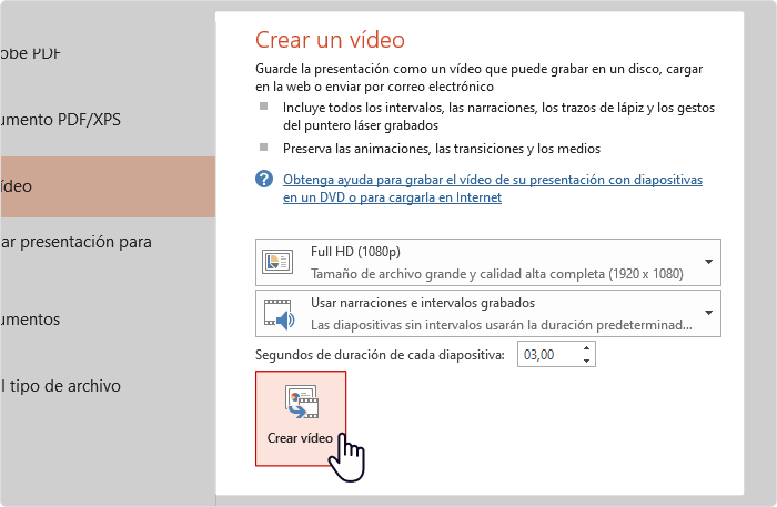 Crear un video en PowerPoint