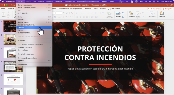 Exportar un ppt en un vídeo en macOS