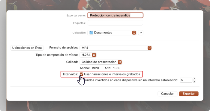 Usar narraciones e intervalos grabados en macOS