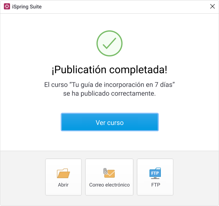 Publicación del curso en iSpring Suite Publicación del curso en iSpring Suite