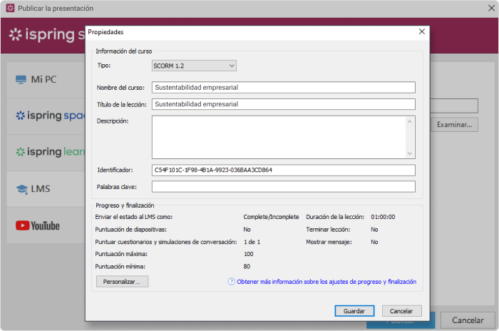 Personalizar el contenido en iSpring Suite Personalizar el contenido en iSpring Suite