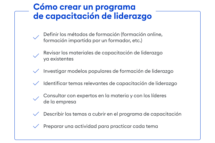 Lista de verificación para crear un programa de capacitación de liderazgo