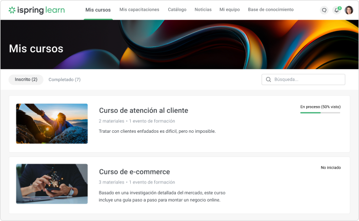 iSpring Learn Herramientas para aulas virtuales: iSpring Learn