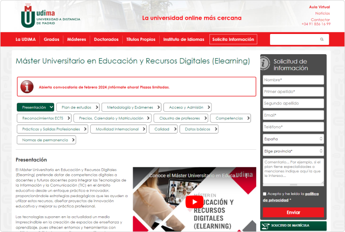 Máster Universitario en Educación y Recursos Digitales