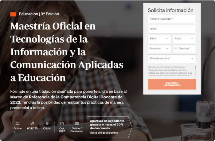 Maestría Oficial en en TIC aplicadas a la Educación