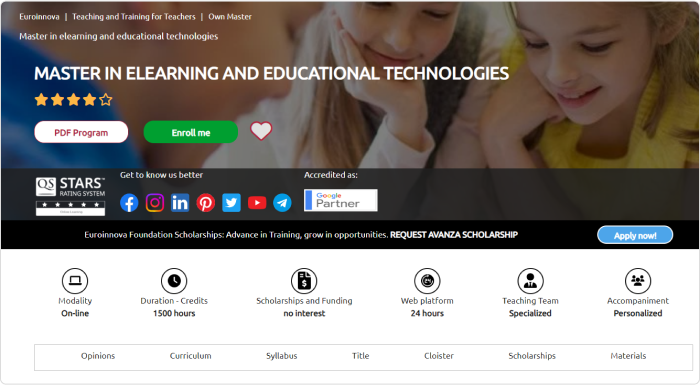 Máster en eLearning y Tecnologías Educativas
