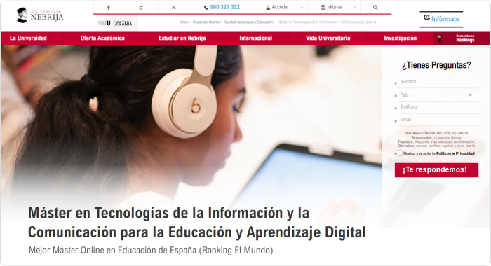 Máster en Tecnologías de la Información y la Comunicación para la Educación y Aprendizaje Digital