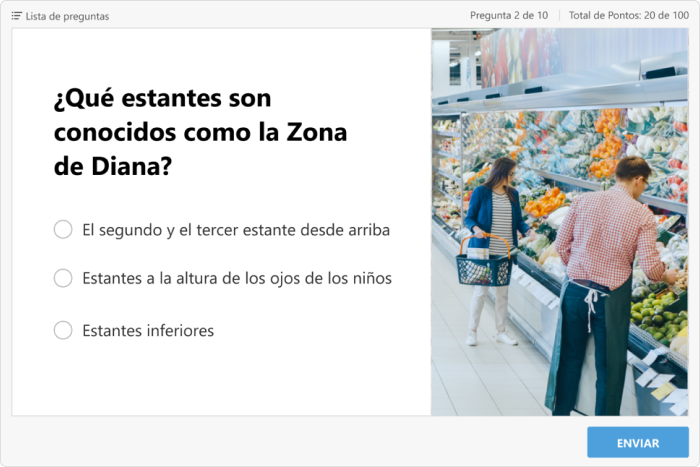 Uno de los cuestionarios creados con iSpring Suite Cuestionarios educativos