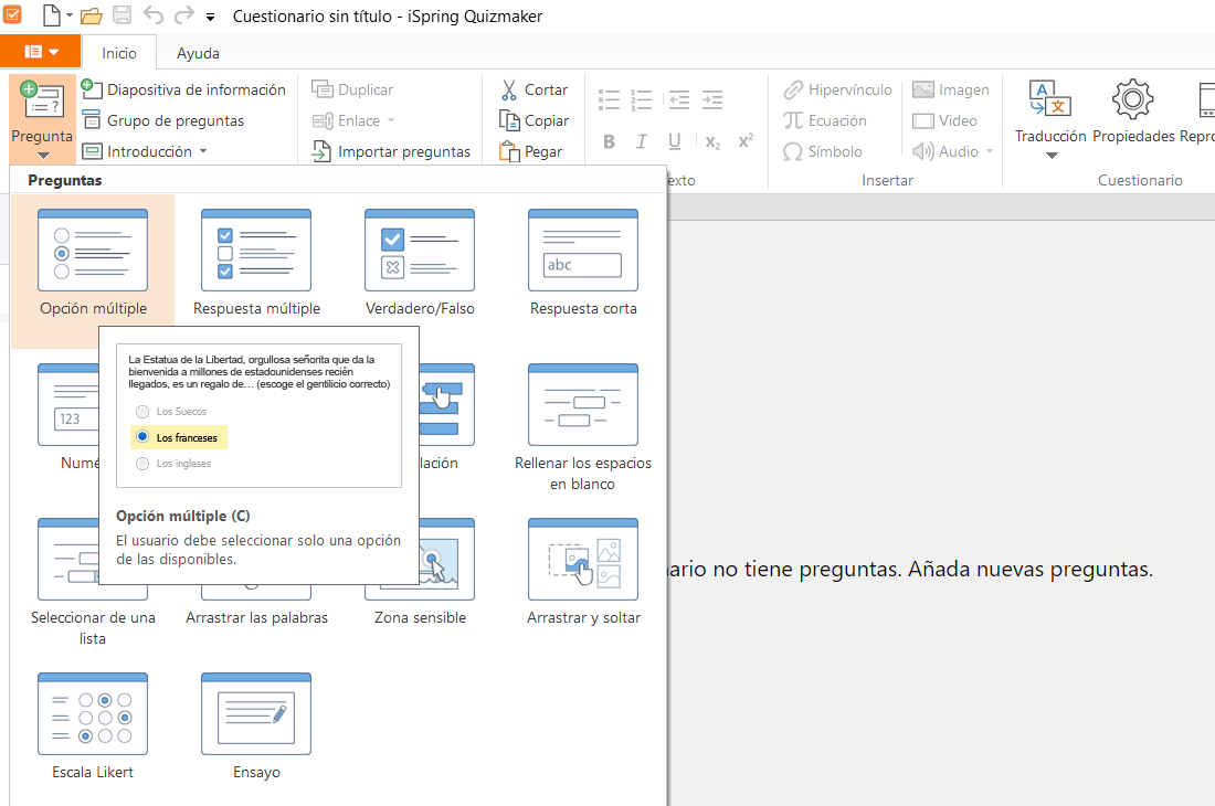 iSpring Quizmaker Añade un cuestionario con iSpring Suite