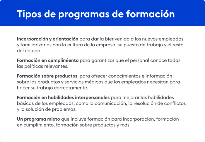 Tipos de programas de formación