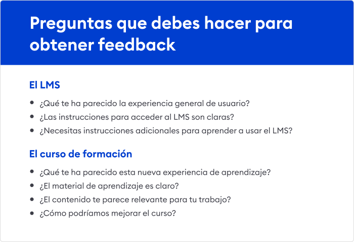 Preguntas para obtener feedback Preguntas para obtener feedback