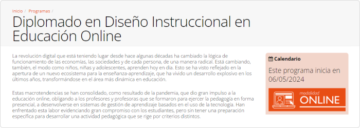 Diplomado en diseño instruccional en educación online – Universidad Andrés Bello