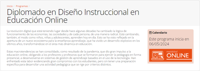 Diplomado en diseño instruccional en educación online Diplomado en diseño instruccional en educación online – Universidad Andrés Bello