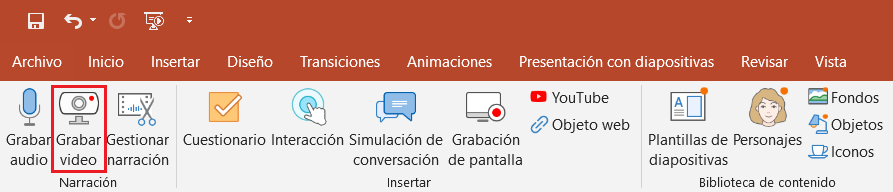 El ícono de Grabar video en iSpring Suite