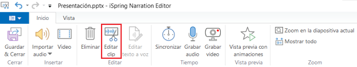 Editor de narración de iSpring