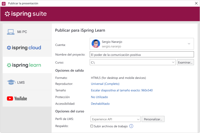 Cómo publicar una clase en iSpring Learn LMS