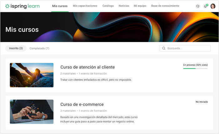 iSpring Learn LMS iSpring Learn para la capacitación en ventas
