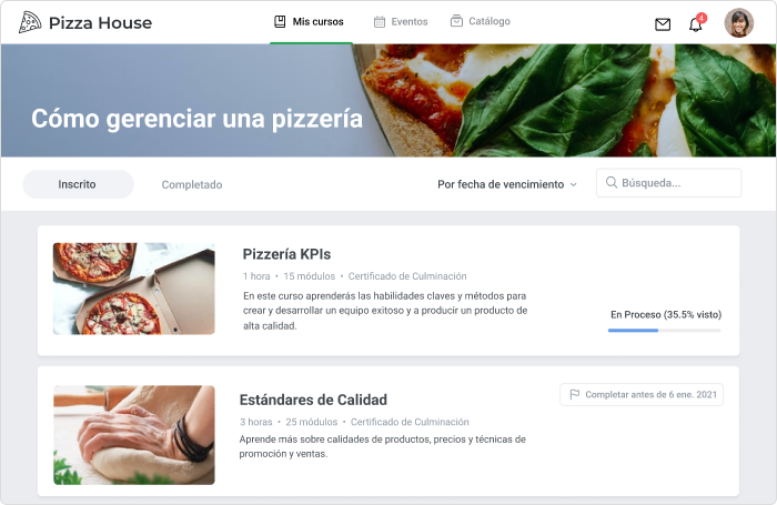 Un catálogo de formación creado con iSpring Learn