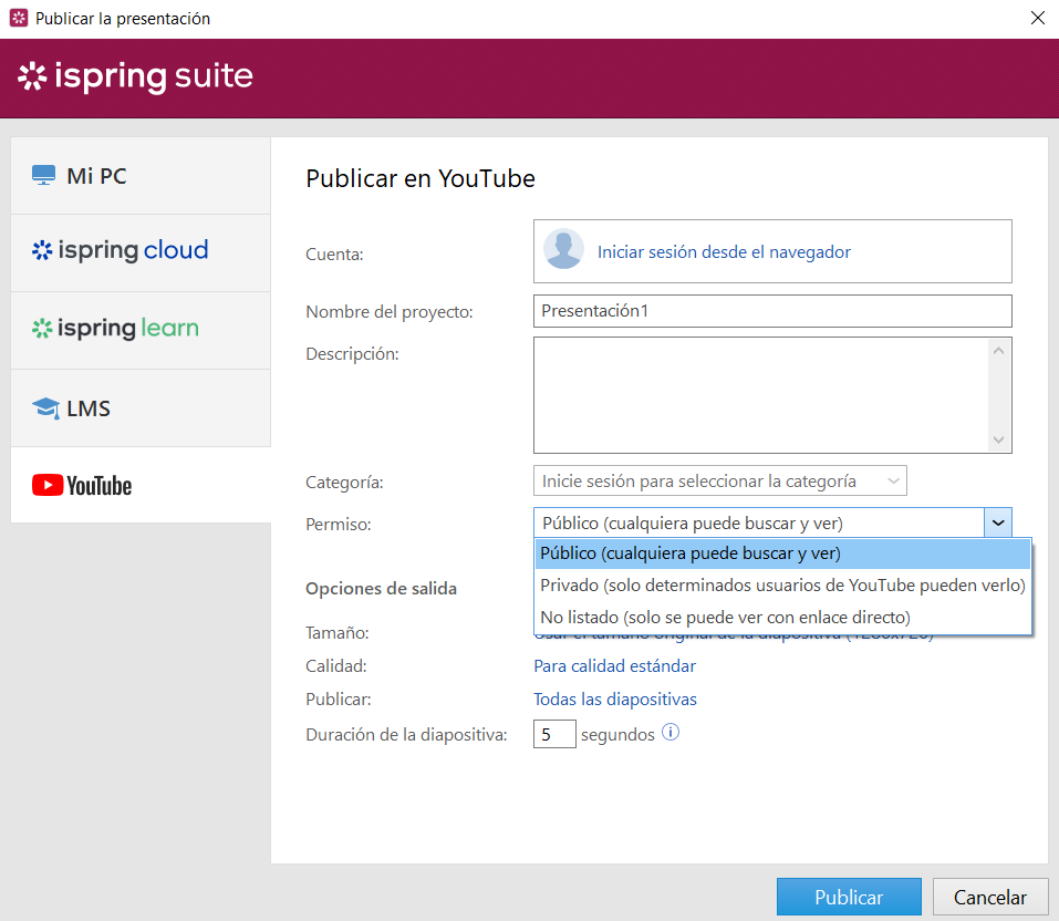 Publicando PowerPoint a YouTube Publicando PowerPoint a YouTube