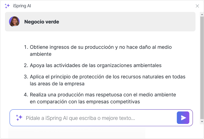 Asistente de IA en iSpring LMS
