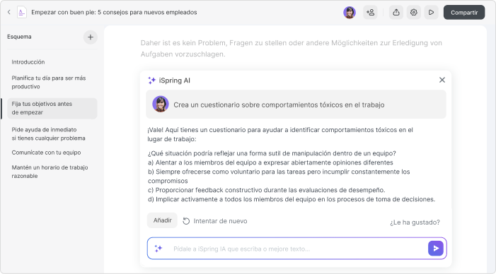 iSpring AI IA para la personalización