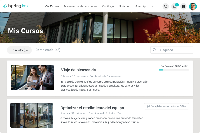 Entorno virtual de aprendizaje: iSpring LMS